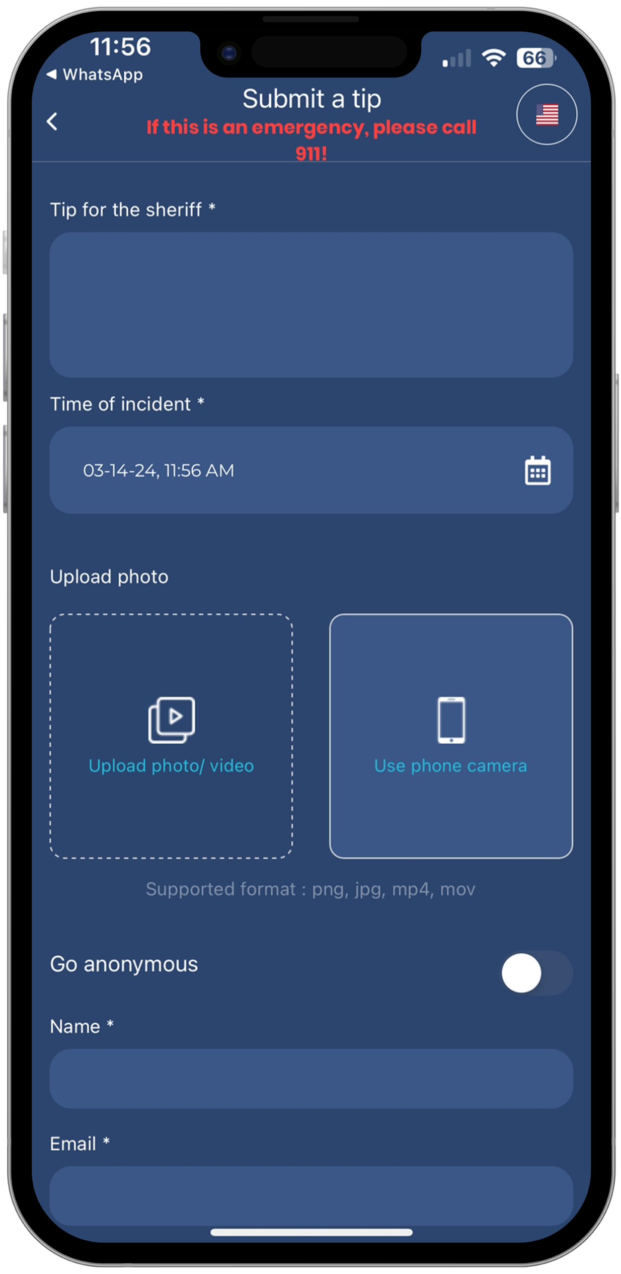 Sheriff App Submit Tip